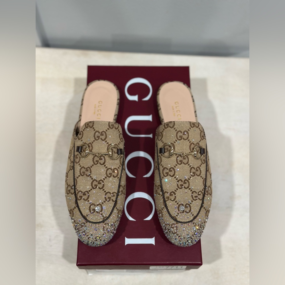 Gucci Princetown Crystal Slipper with Horsebit, Fabric - Picture 11 of 13